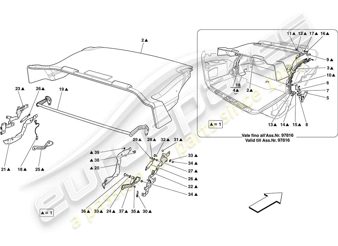 ferrari california (usa) luggage compartment mats part diagram