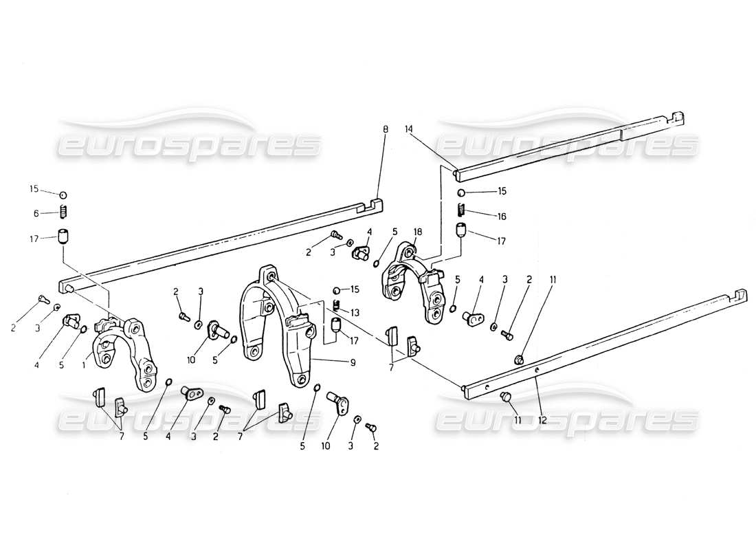 maserati 418 / 4.24v / 430 gearbox, zf-external controls part diagram