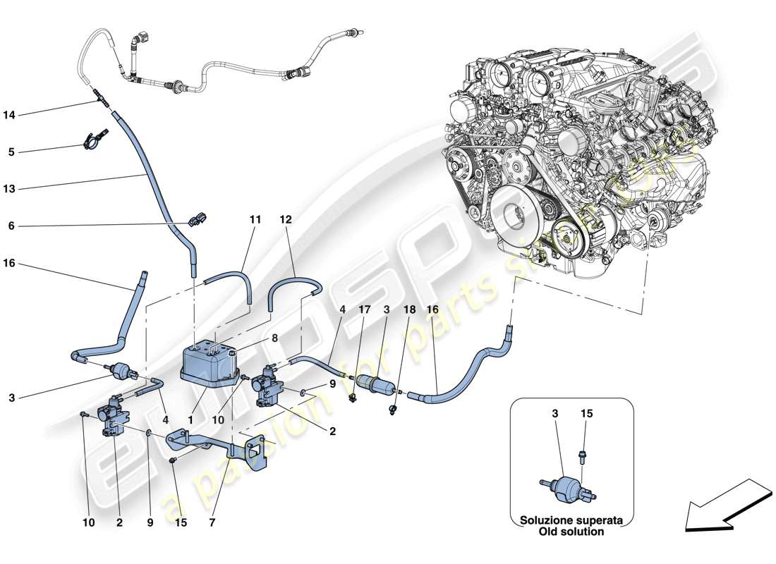 ferrari gtc4 lusso t (rhd) turbocharging system adjustments part diagram