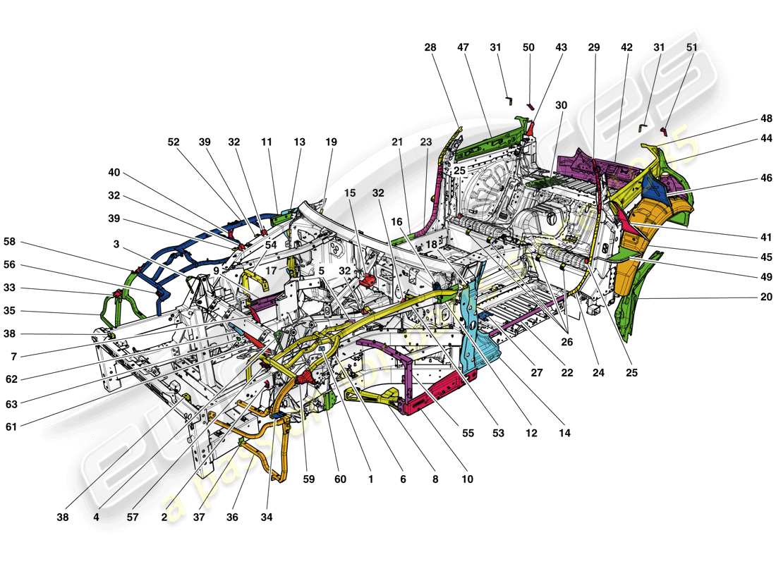 ferrari gtc4 lusso t (rhd) chassis completion part diagram