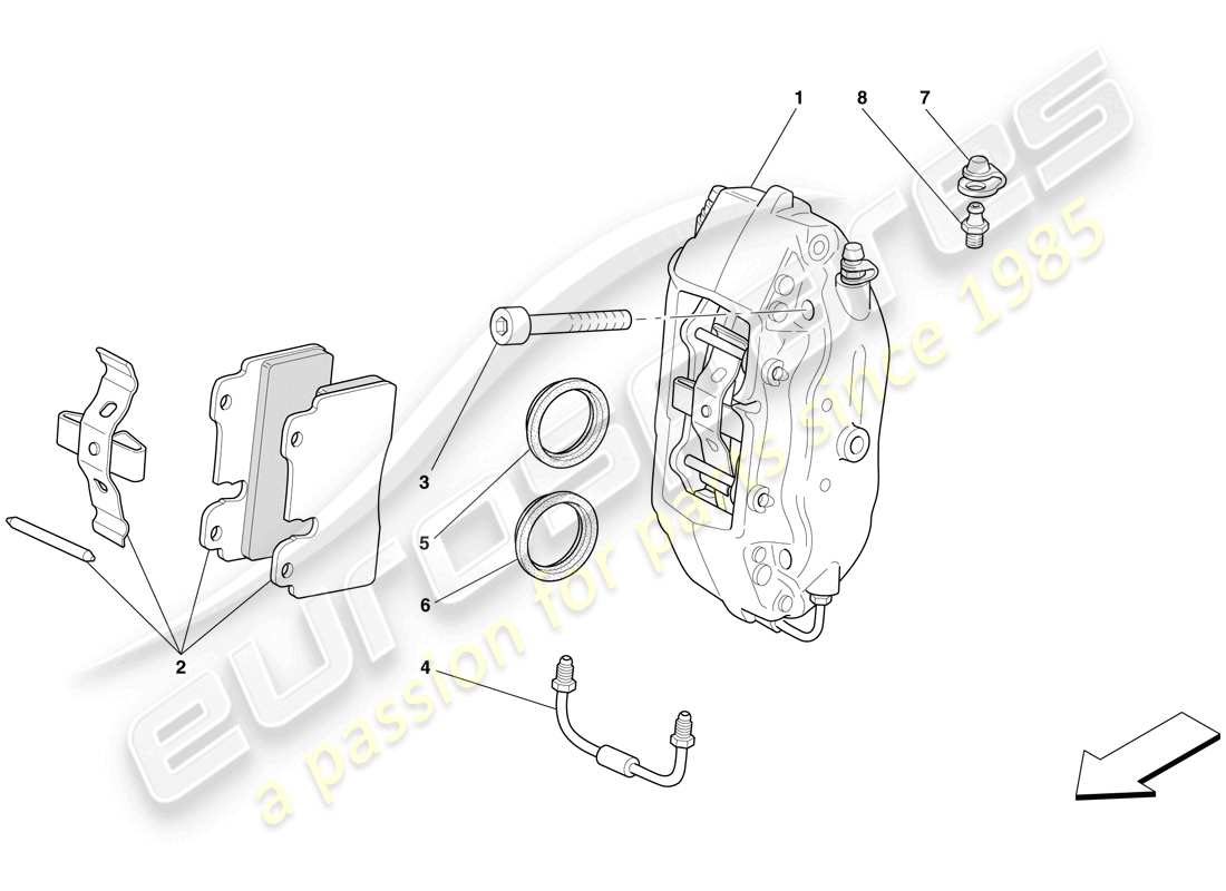 ferrari 612 scaglietti (usa) rear brake calliper part diagram