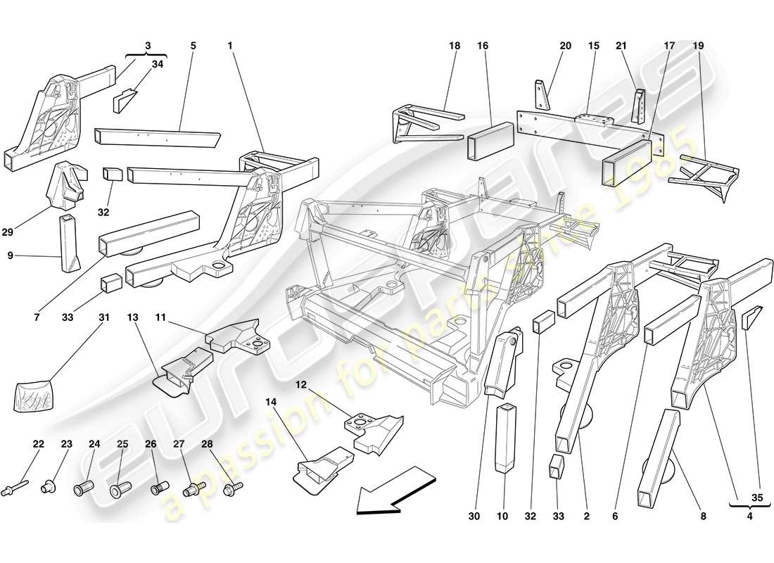 ferrari f430 coupe (usa) chassis - rear element subassemblies part diagram