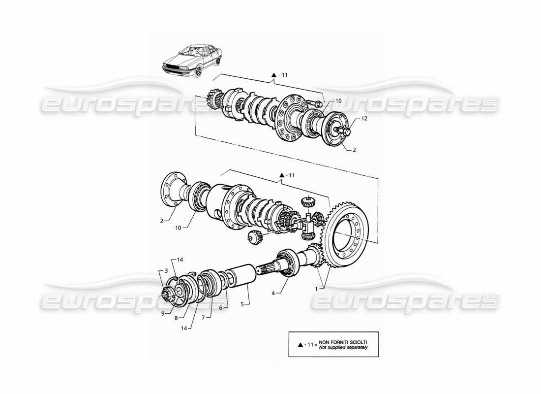 maserati qtp. 3.2 v8 (1999) differential internal parts part diagram