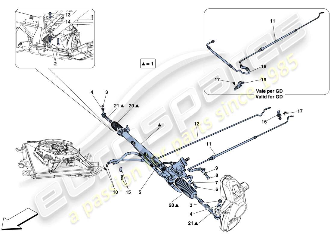 ferrari 458 speciale (europe) hydraulic power steering box part diagram