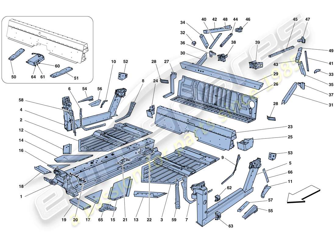 ferrari 458 speciale (rhd) central elements and panels part diagram