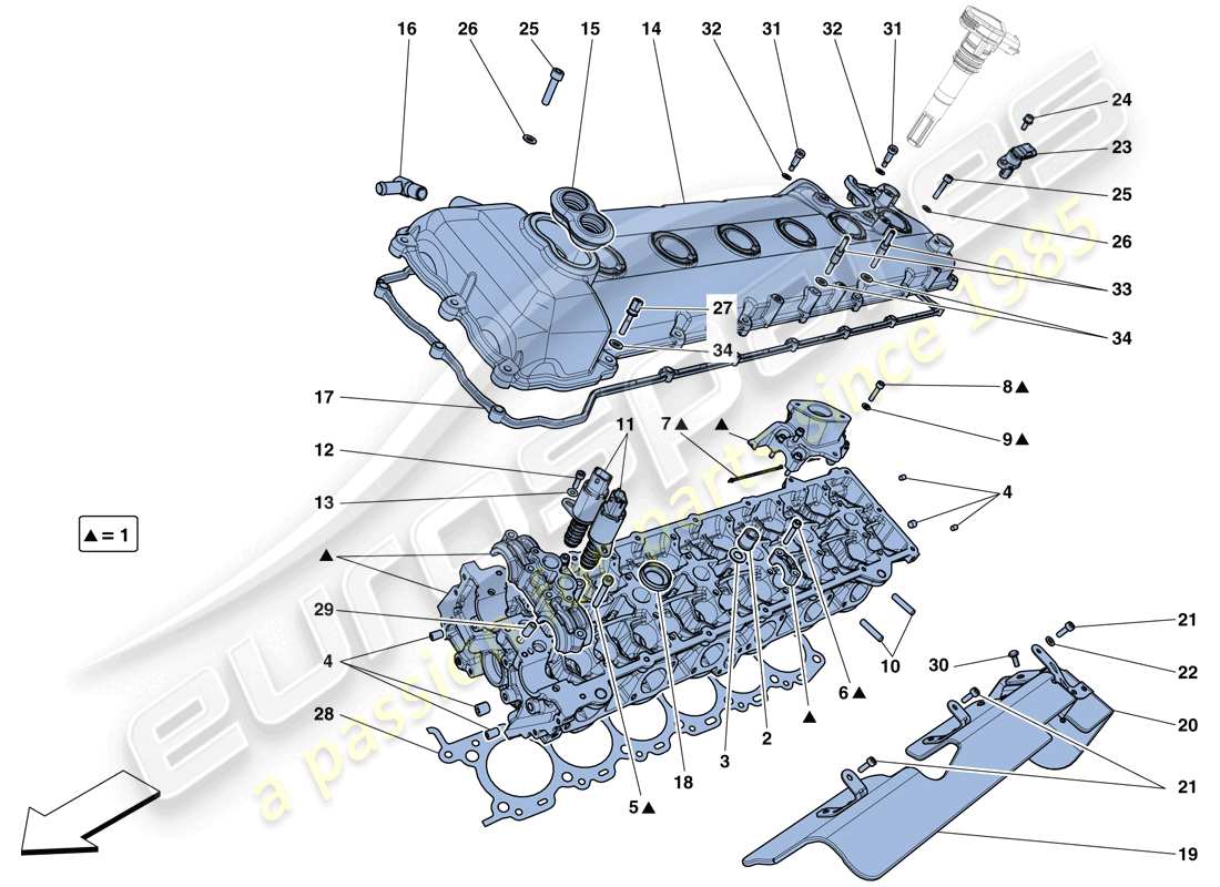 ferrari f12 berlinetta (rhd) left hand cylinder head part diagram