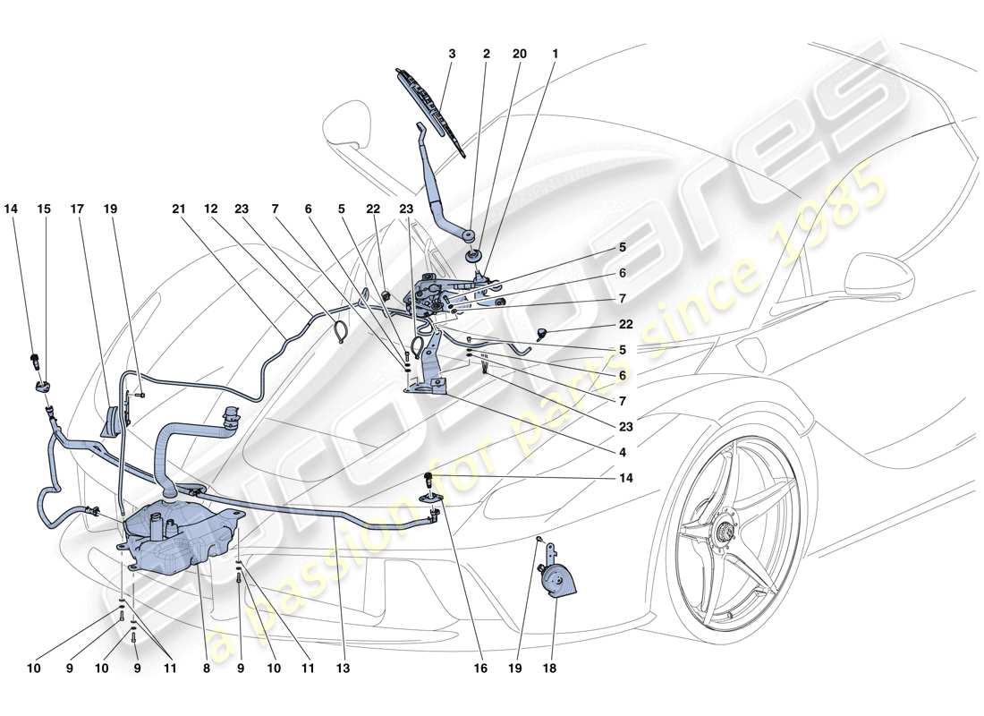 ferrari laferrari aperta (usa) windscreen wiper, windscreen washer and horns part diagram