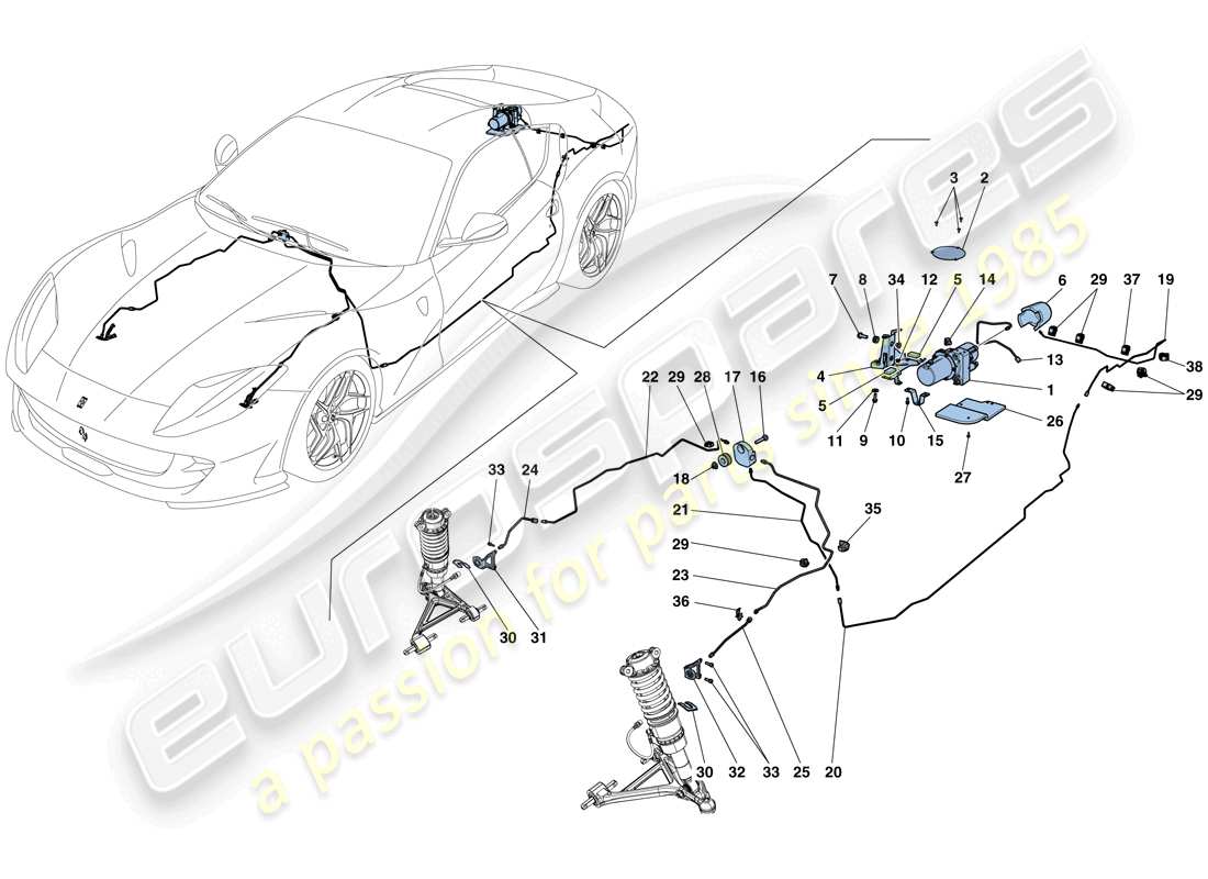 ferrari 812 superfast (europe) vehicle lift system part diagram