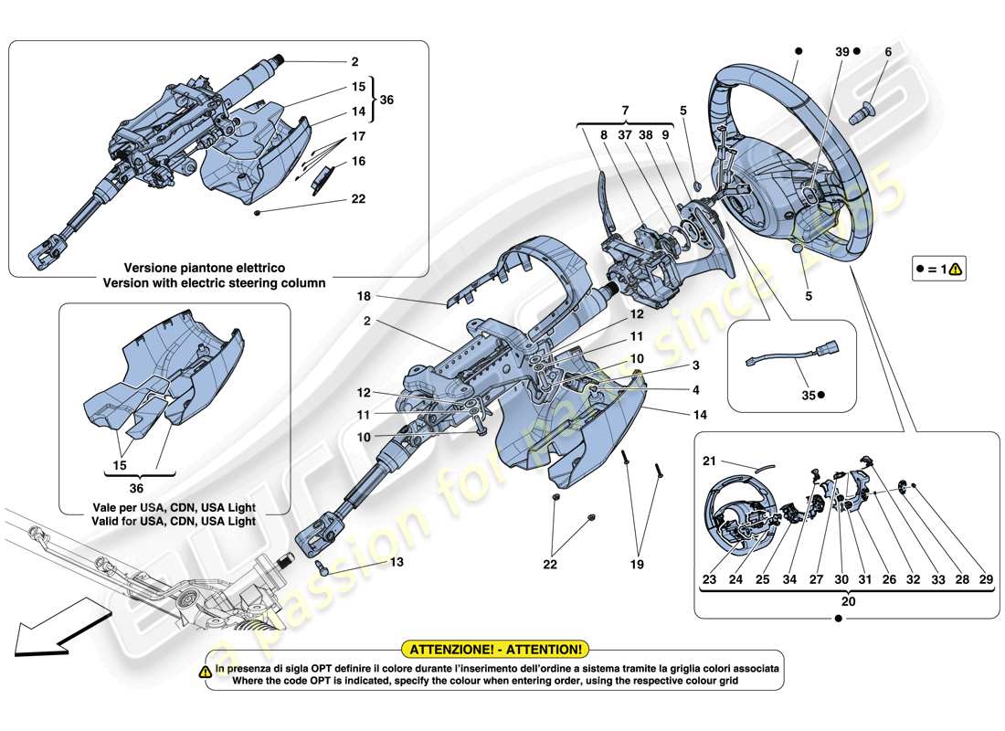 ferrari 488 spider (europe) steering control part diagram