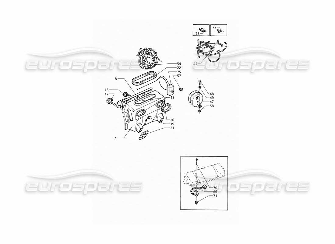 maserati qtp v8 (1998) automatic air conditioner assy (rhd) part diagram