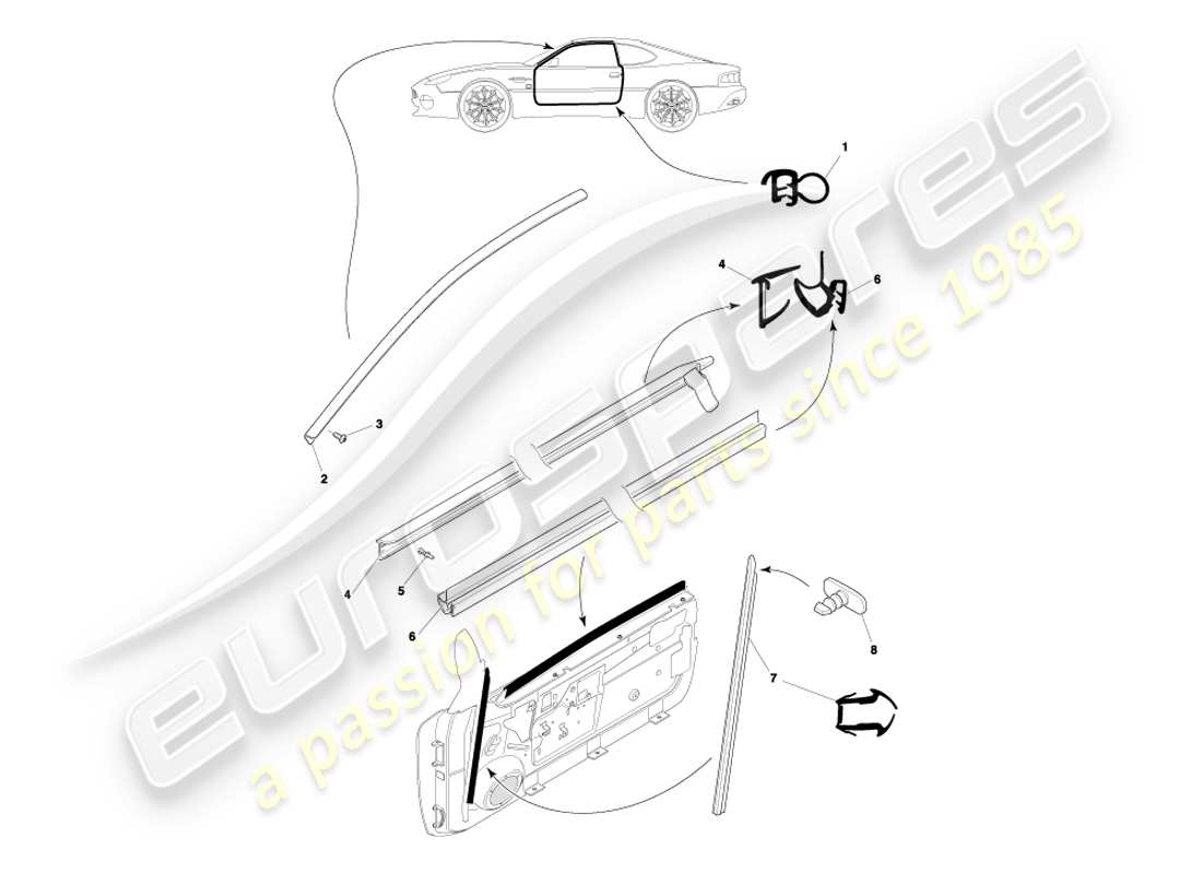 aston martin db7 vantage (2004) coupe door seals part diagram