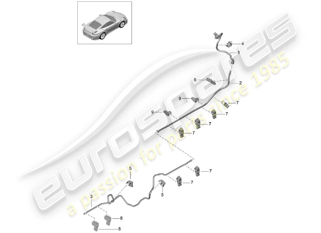 porsche 991 turbo (2018) vacuum line part diagram