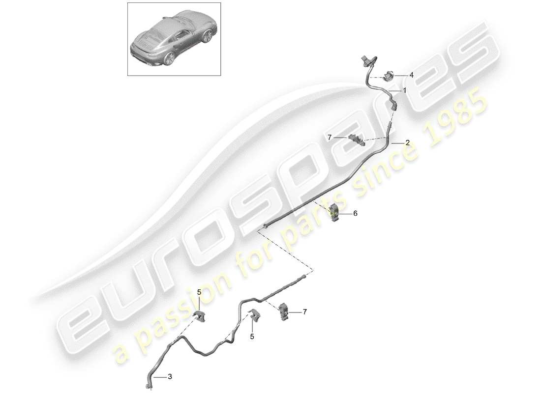 porsche 991 turbo (2018) vacuum line part diagram