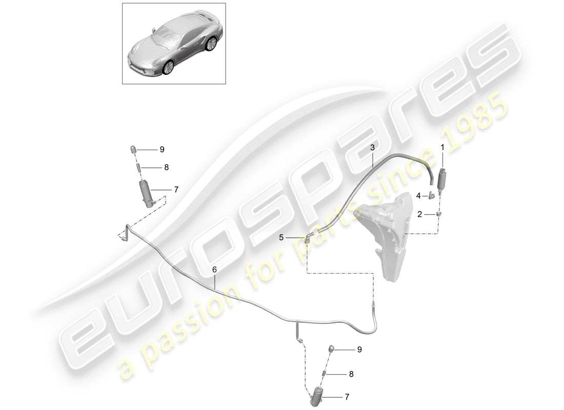 porsche 991 turbo (2018) headlight washer system part diagram