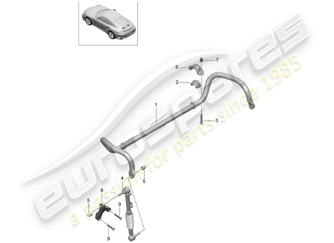 porsche 991 turbo (2018) stabilizer part diagram