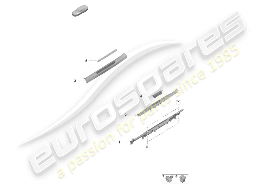 porsche 992 gt3/rs/st (2021 - 9j1) side member trim inner part diagram