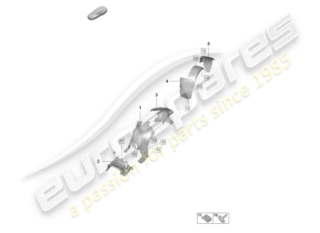 porsche 992 gt3/rs/st (2021 - 9j1) wheel housing liner part diagram