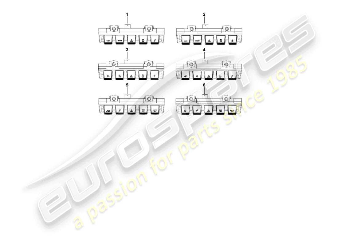 porsche 992 gt3/rs/st (2021 - 9j1) switch module dashboard part diagram