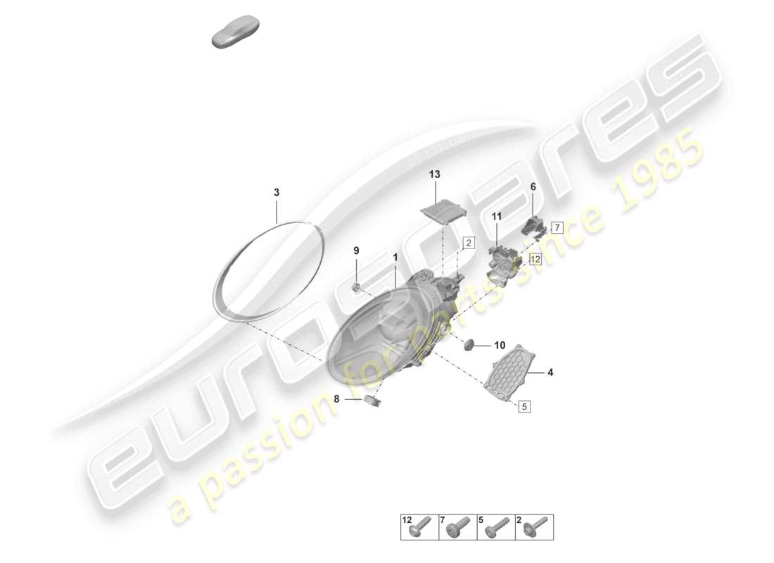 porsche 992 gt3/rs/st (2021 - 9j1) led headlight part diagram