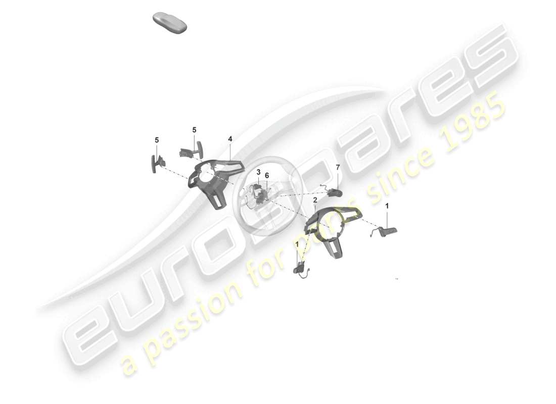 porsche 992 gt3/rs/st (2021 - 9j1) accessories steering wheel part diagram