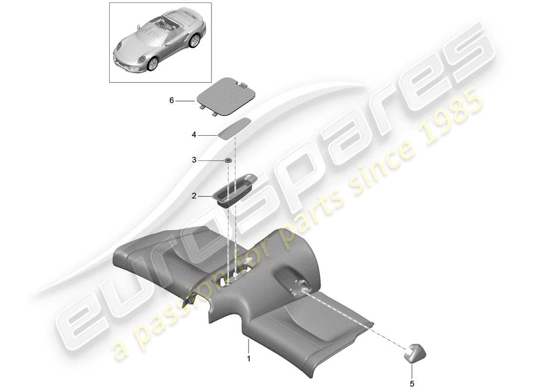 porsche 991 turbo (2018) back seat cushion part diagram