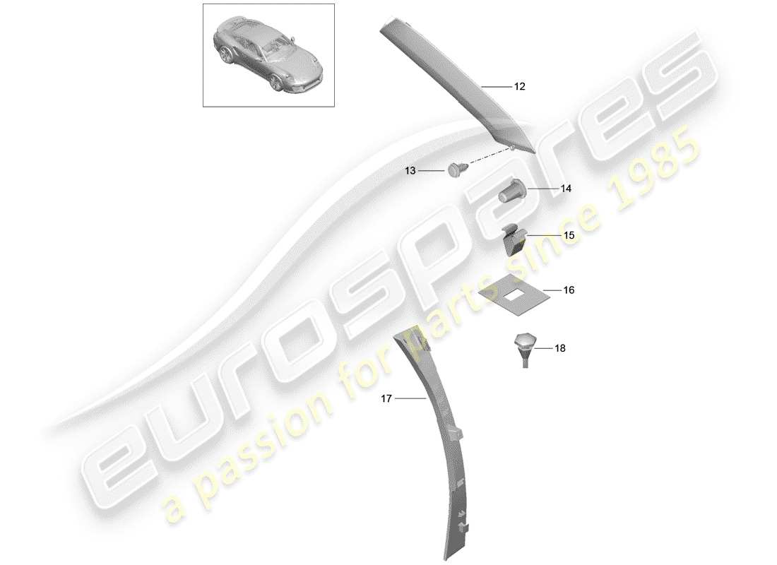 porsche 991 turbo (2018) a-pillar part diagram