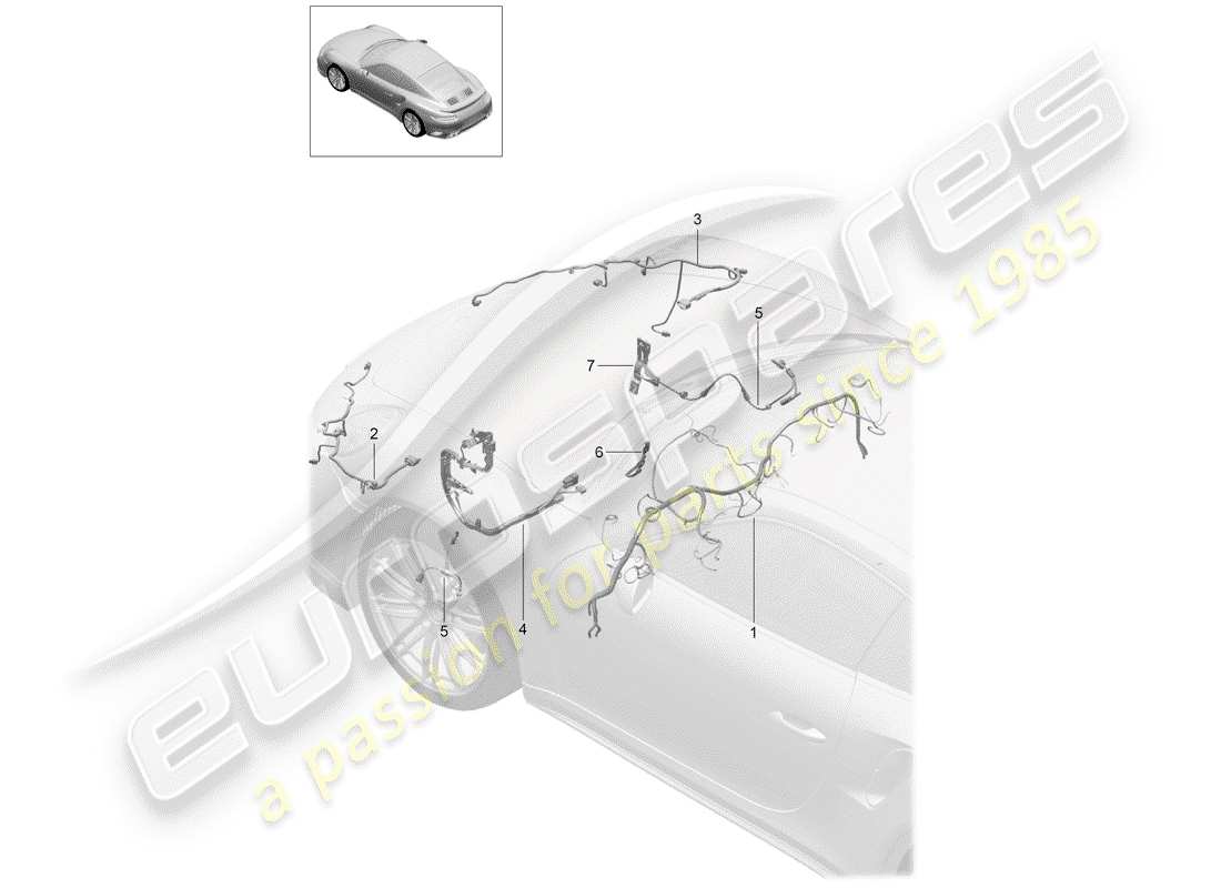 porsche 991 turbo (2018) wiring harnesses part diagram