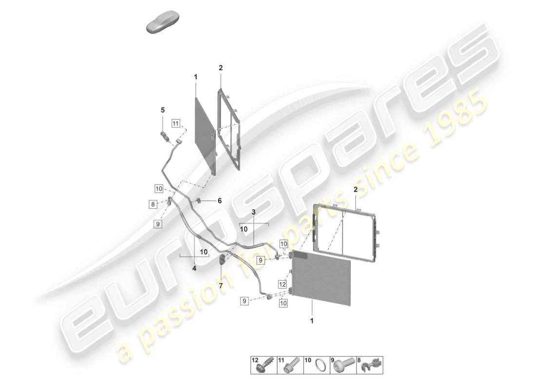 porsche 992 gt3/rs/st (2021 - 9j1) air conditioning front refrigerant line part diagram