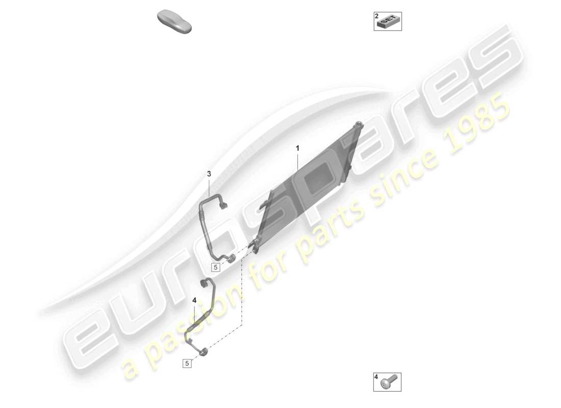 porsche 992 gt3/rs/st (2021 - 9j1) air conditioning condenser part diagram