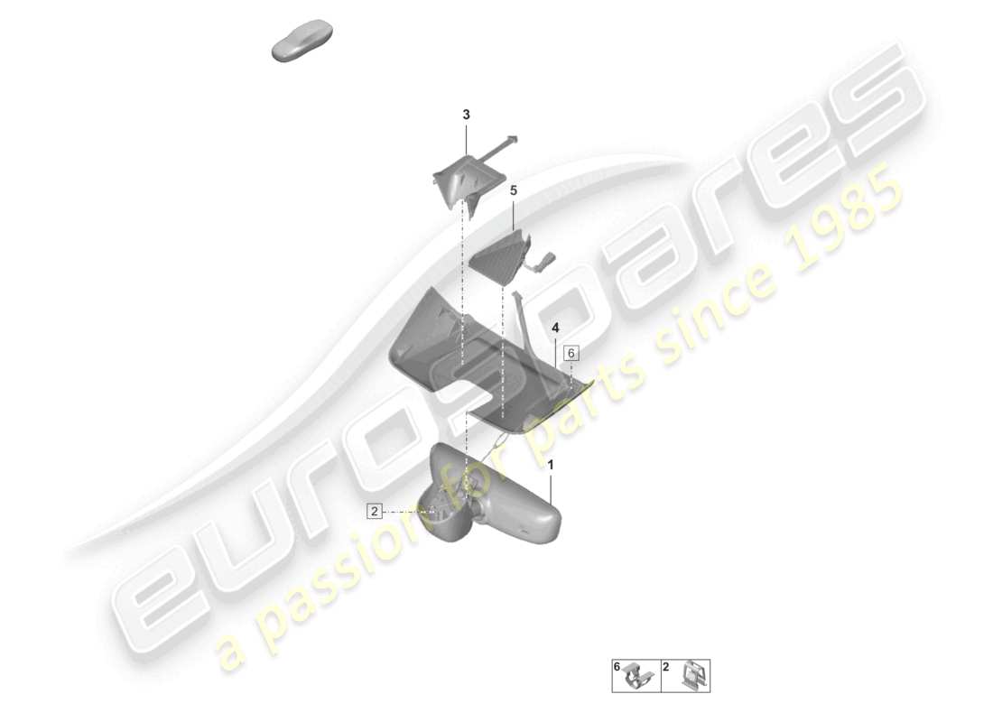 porsche 992 gt3/rs/st (2021 - 9j1) interior mirror cover part diagram