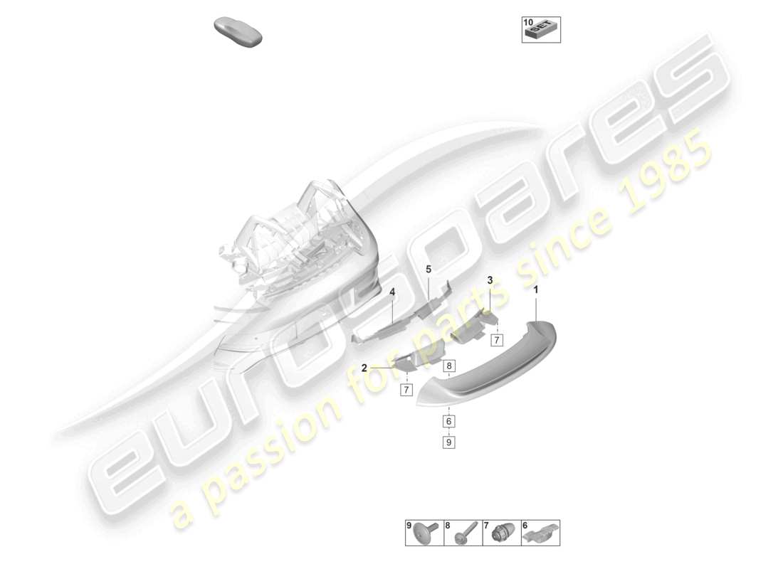 porsche 992 gt3/rs/st (2021 - 9j1) rear spoiler part diagram