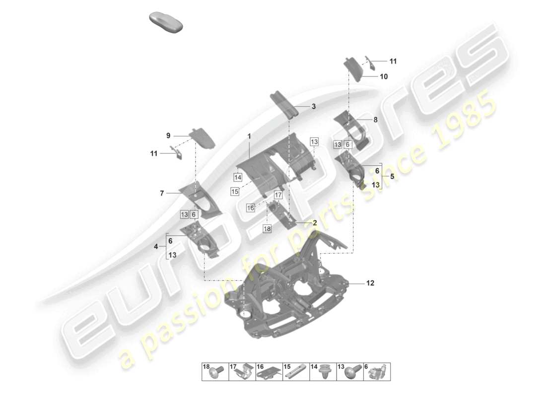 porsche 992 gt3/rs/st (2021 - 9j1) tailgate/boot lid part diagram