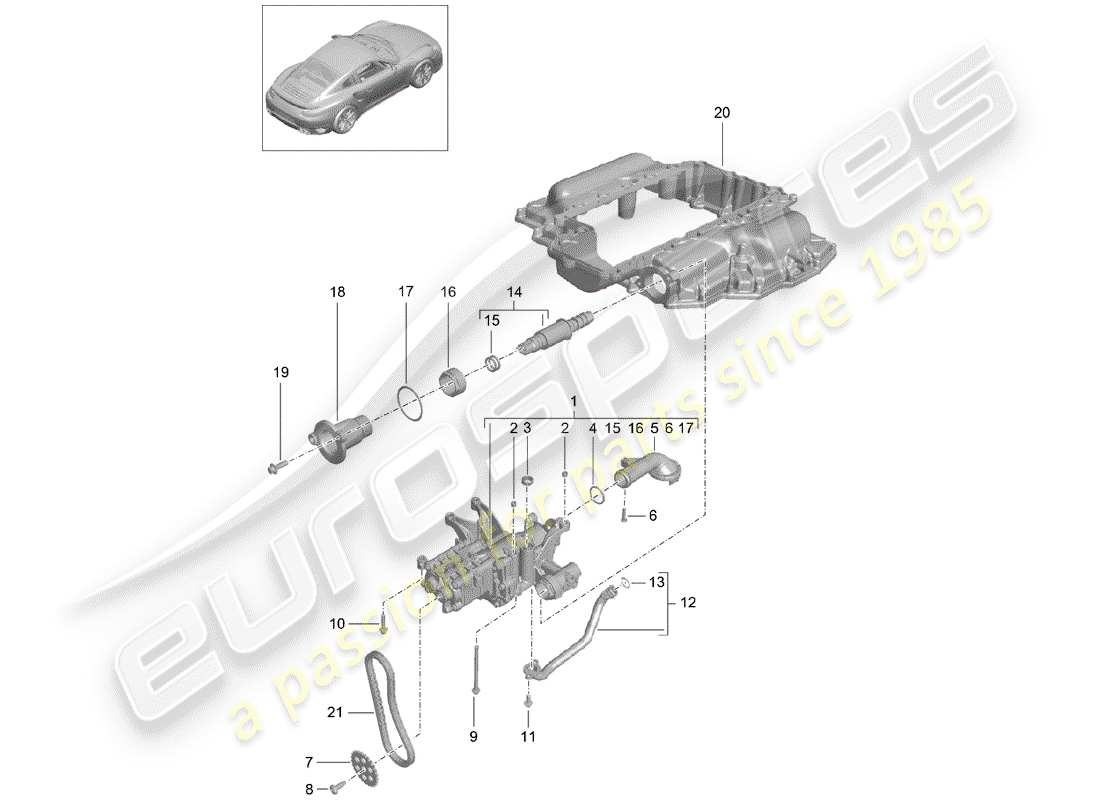 porsche 991 turbo (2018) oil pump part diagram