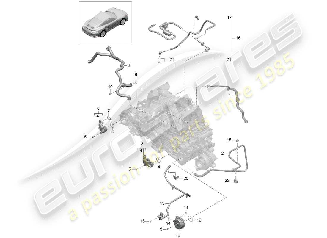 porsche 991 turbo (2018) crankcase part diagram