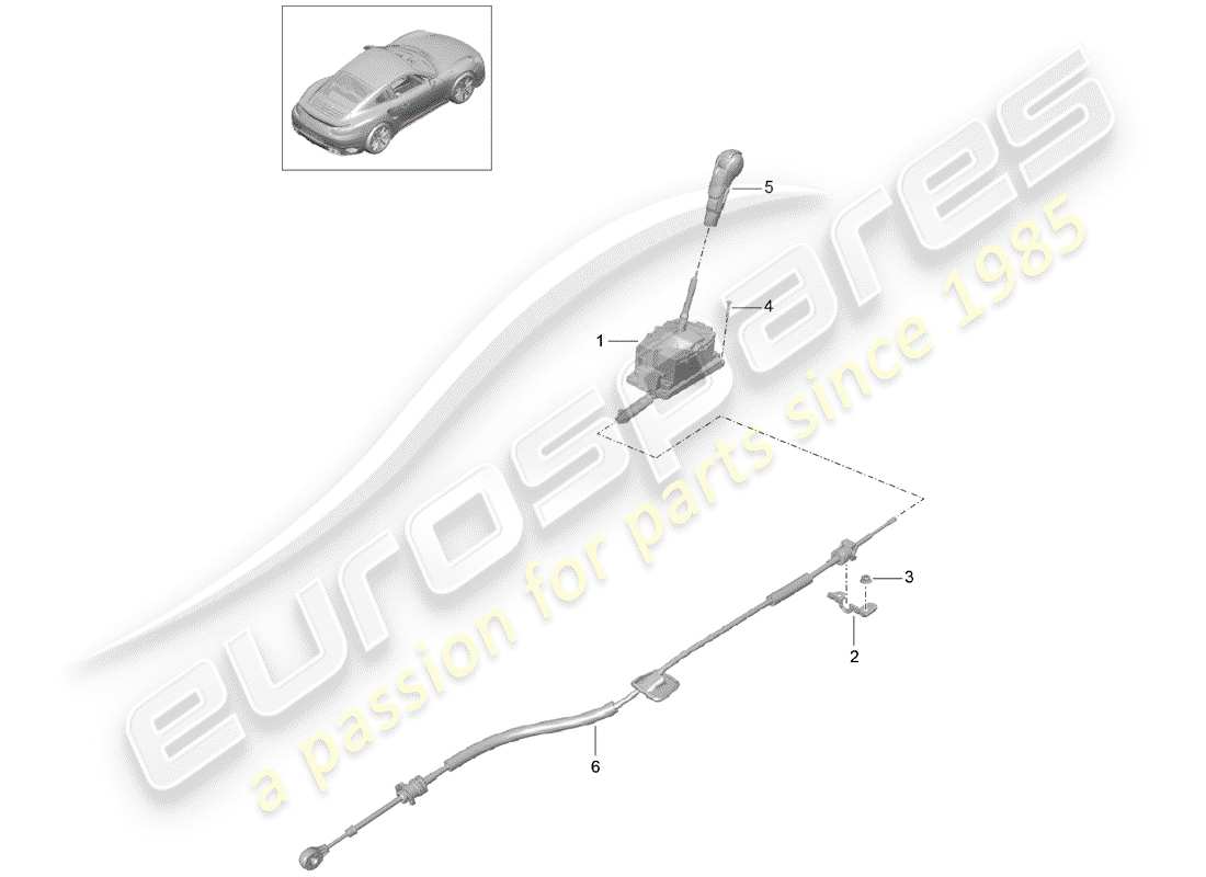 porsche 991 turbo (2018) selector lever part diagram