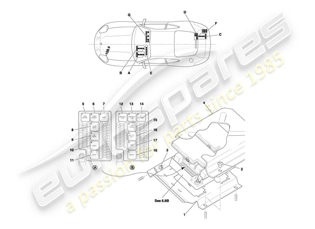 aston martin db7 vantage (2004) relays, to vin 300555 part diagram