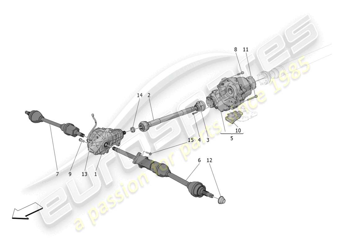 maserati grecale gt (2023) front wheels transmission part diagram