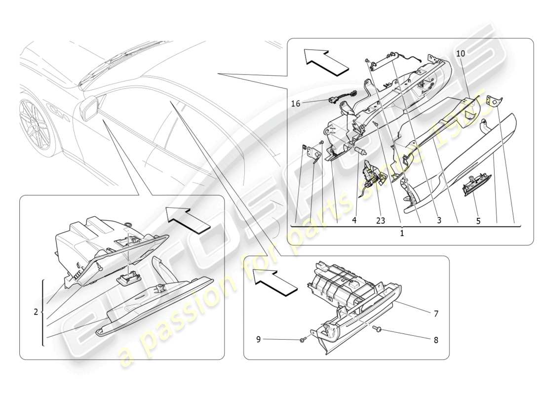 maserati ghibli fragment (2022) glove compartments part diagram