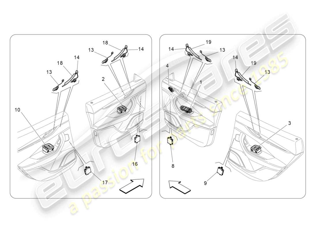 maserati levante gts (2020) door devices part diagram