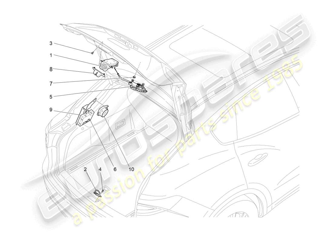 maserati levante (2020) rear liftgate opening control part diagram