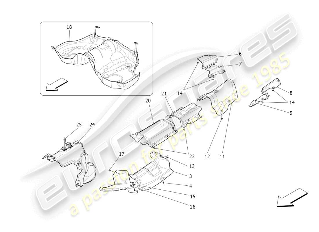 maserati ghibli fragment (2022) thermal insulating panels part diagram