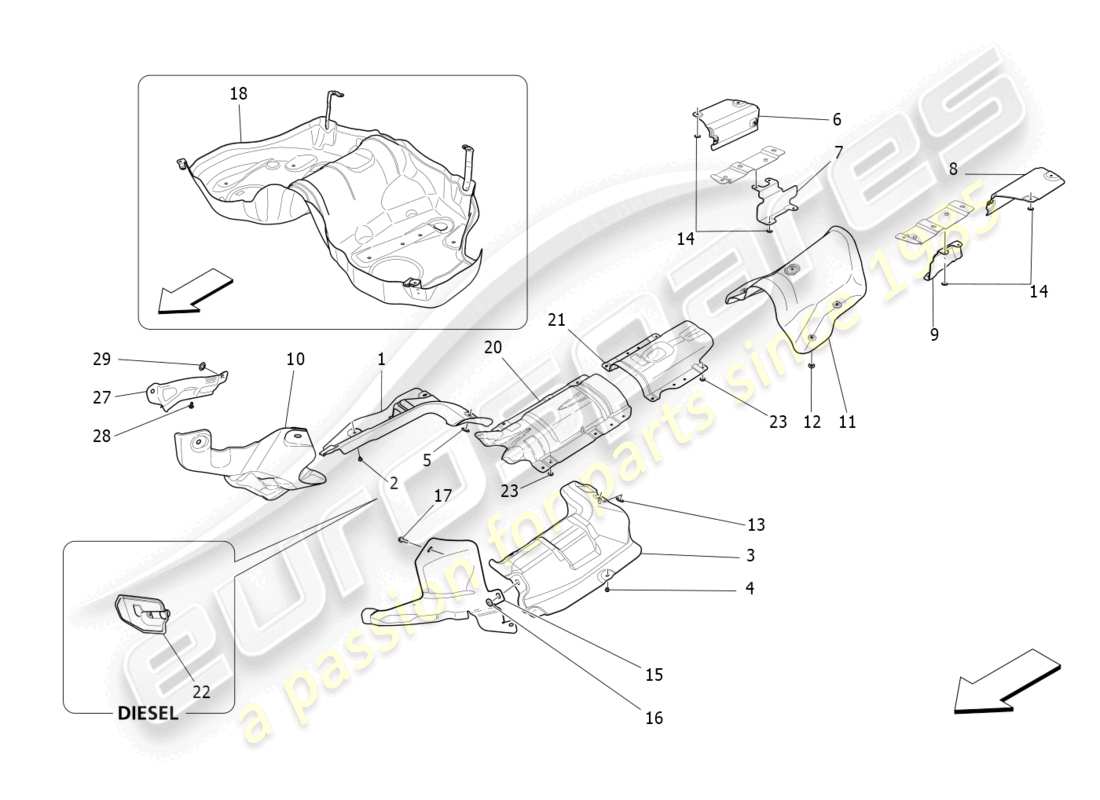 maserati levante (2020) thermal insulating panels part diagram