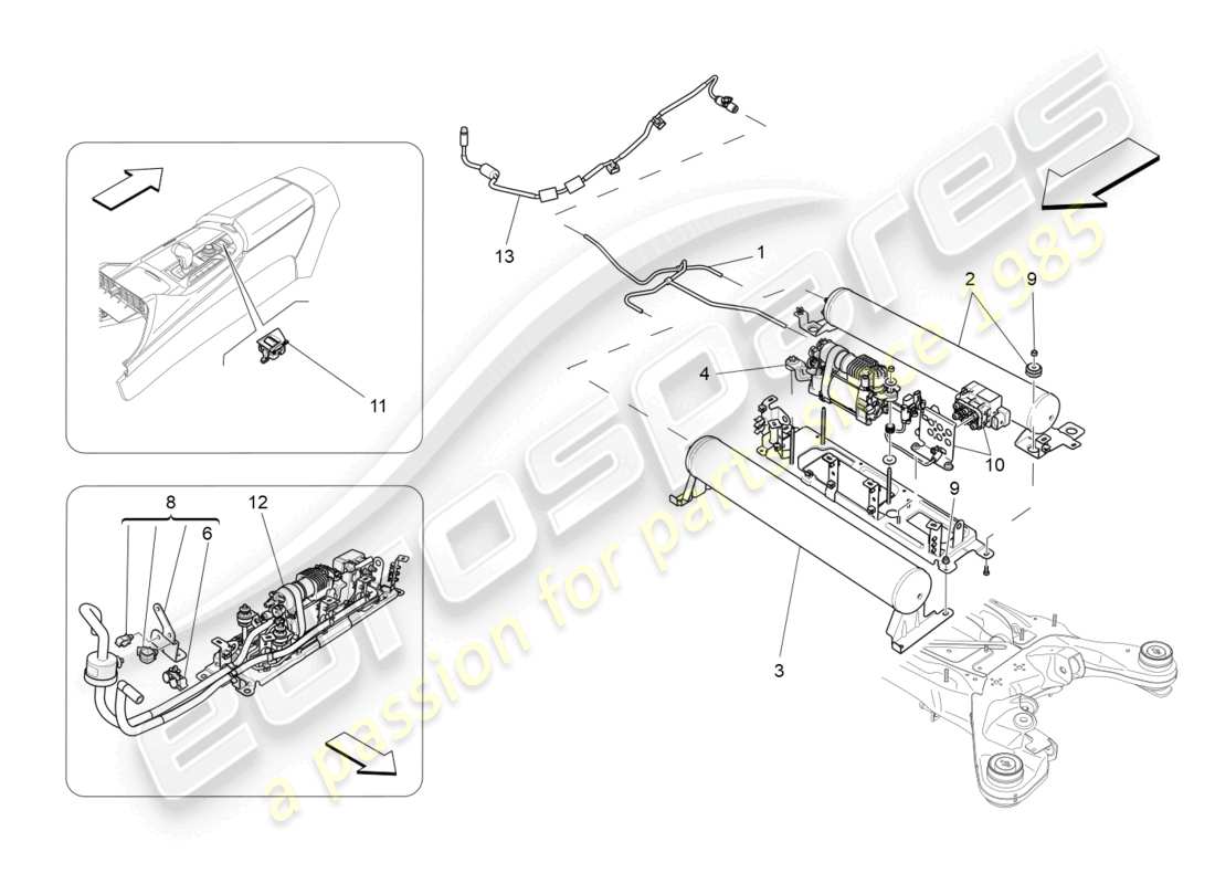 maserati levante tributo (2021) air suspension system part diagram