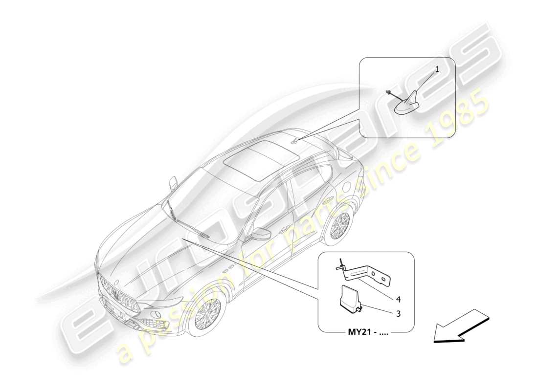 maserati levante modena s (2022) reception and connection system part diagram