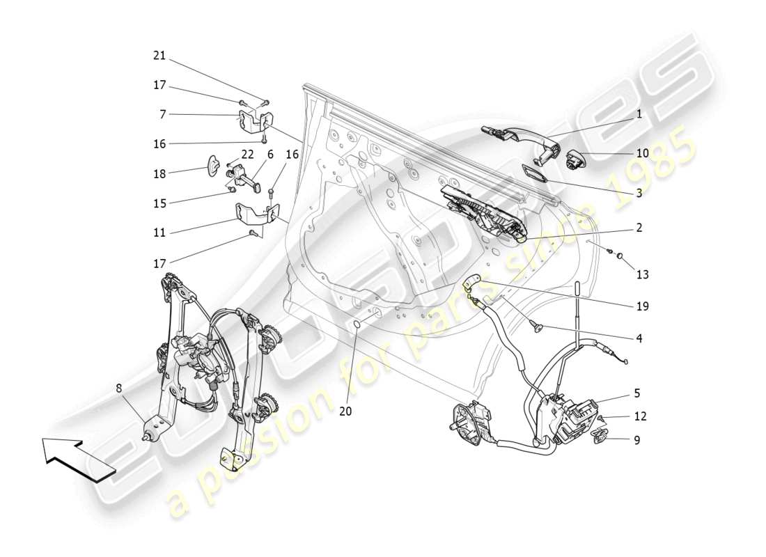 maserati levante gts (2020) rear doors: mechanisms part diagram