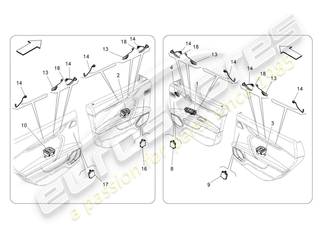 maserati quattroporte (2018) door devices part diagram