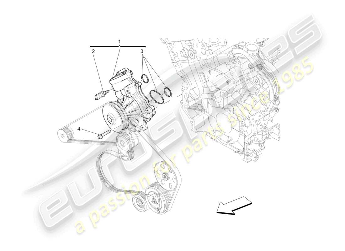 maserati levante (2017) cooling system: water pump parts diagram