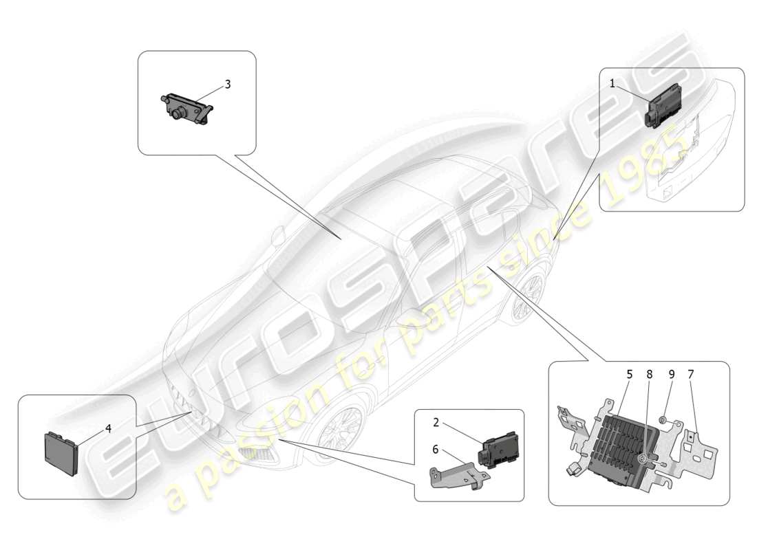 maserati grecale modena (2023) drive assistance system parts diagram