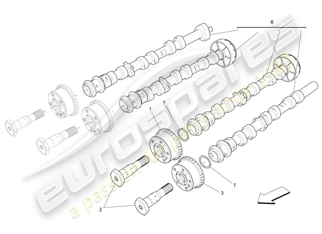 maserati levante (2017) lh cylinder head camshafts part diagram