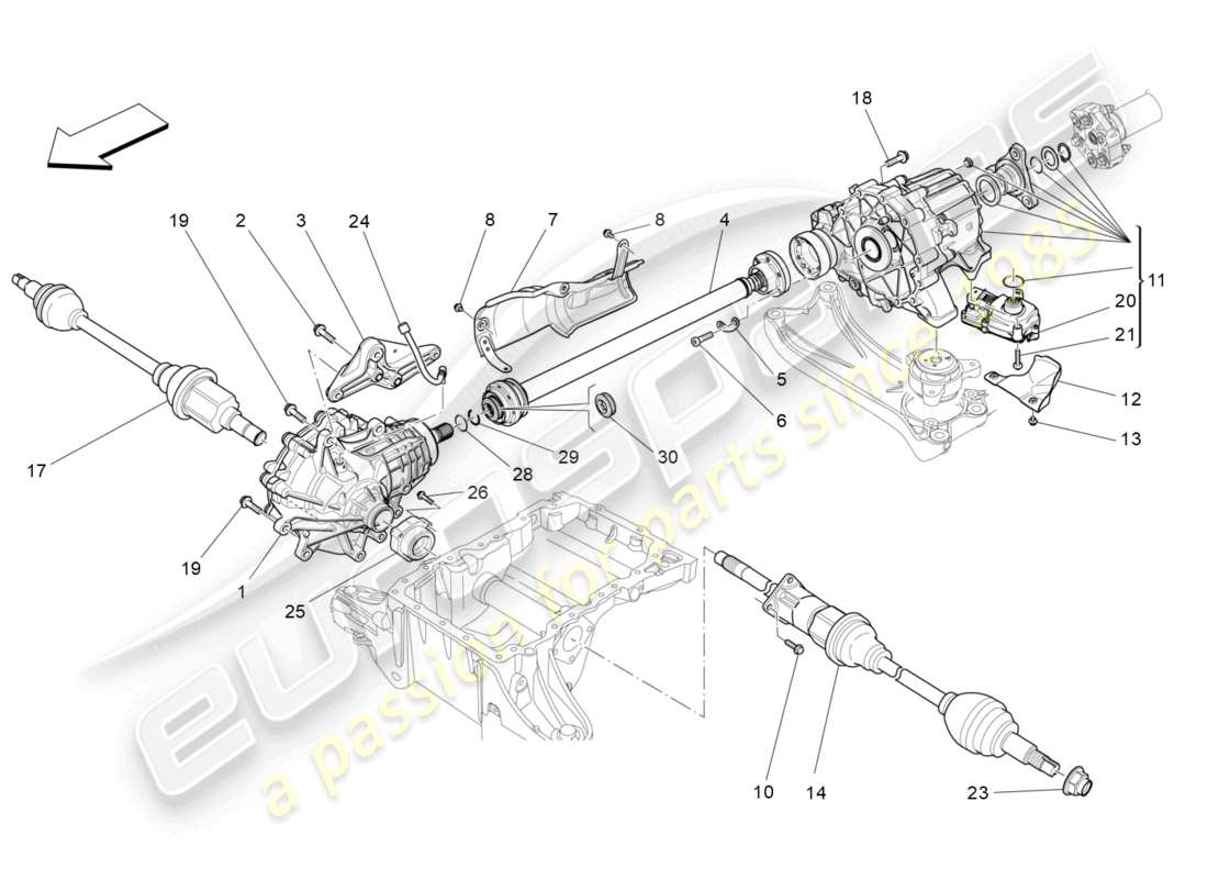 maserati levante trofeo (2020) front wheels transmission part diagram